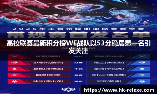 高校联赛最新积分榜WE战队以53分稳居第一名引发关注